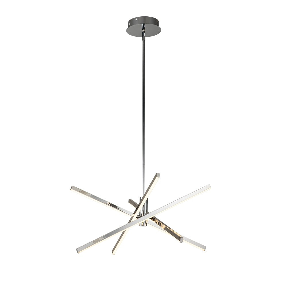 Luminaire suspendu linéaire en forme d'étoile de style moderne, en aluminium noir/or, avec LED, pour salon/salle à manger/cuisine.