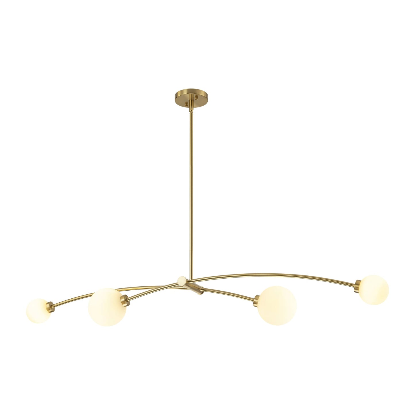 Suspension moderne linéaire à 4 lumières, style Sputnik, couleur or, pour îlot de cuisine/salle à manger - 130,5 cm L x 28 cm P x 15 cm H