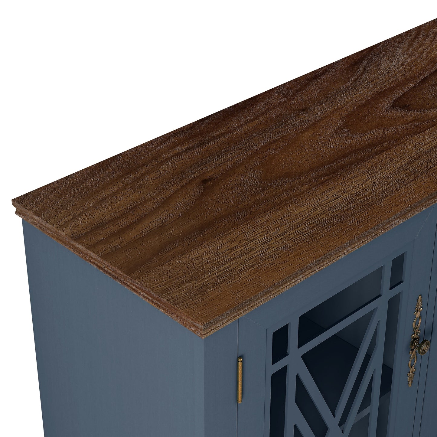 Buffet de cuisine de style vintage en bois, 63 pouces de largeur.