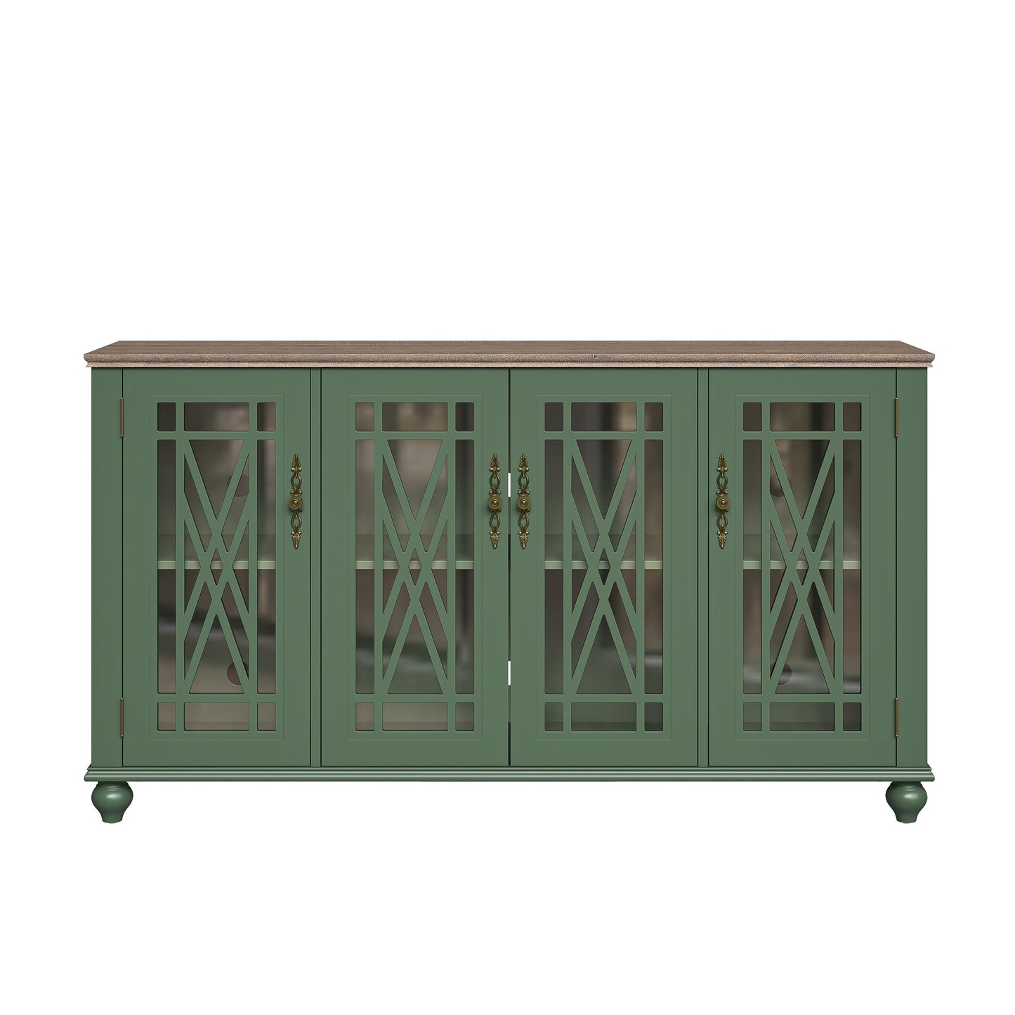 Buffet de cuisine de style vintage en bois, 63 pouces de largeur.