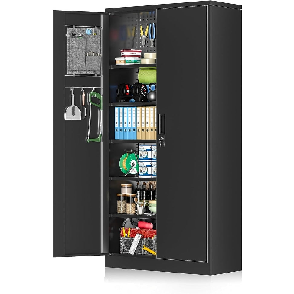 Étagère de rangement pour garage, placard de cuisine, garde-manger, 71 pouces, avec étagères réglables pour bureau, garage, maison, garde-manger