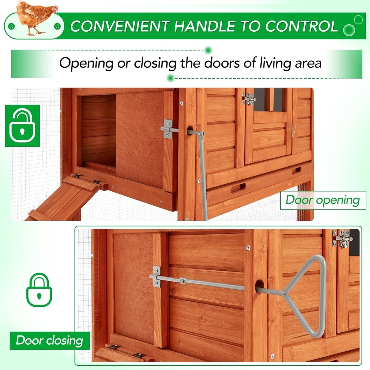 Grand poulailler AECOJOY de 144 pouces avec enclos, en bois, pour volailles.