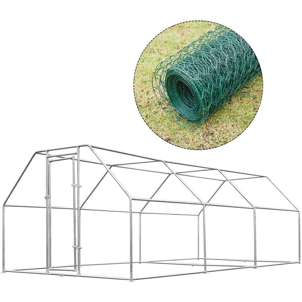 AECOJOY Grand poulailler métallique, enclos à poules métallique, cage à poules métallique à accès facile