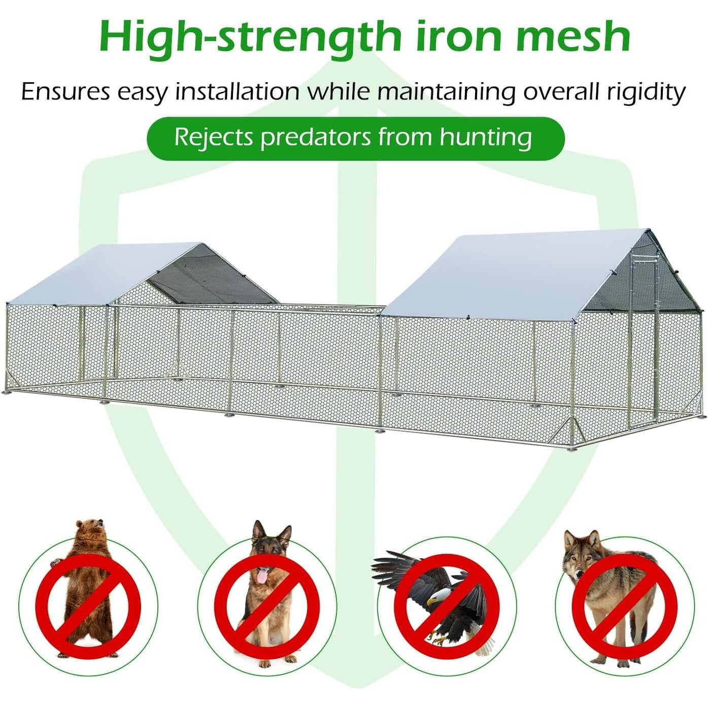 AECOJOY Grand poulailler métallique, enclos à poules métallique, cage à poules métallique à accès facile