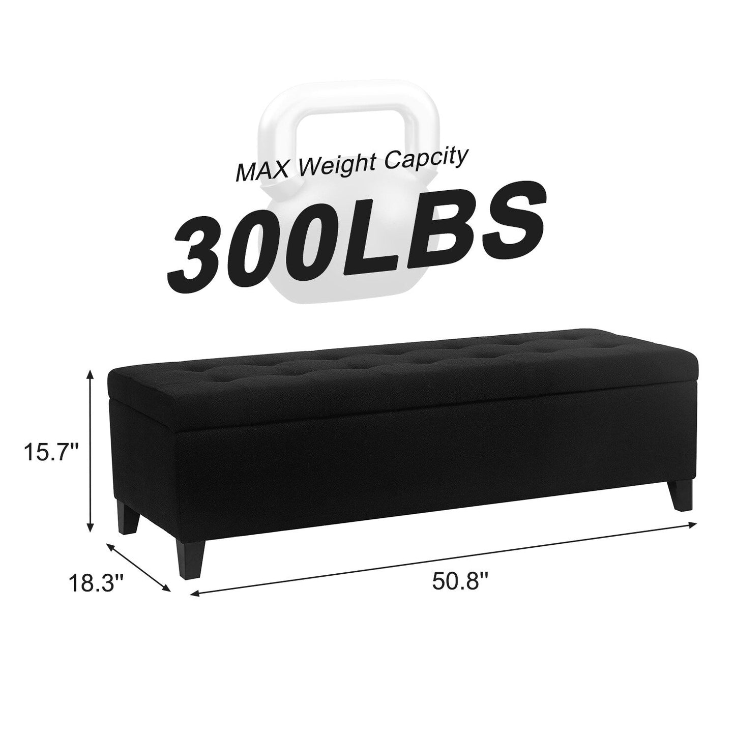 Tabouret coffre à rangement Adeco 50 en simili cuir