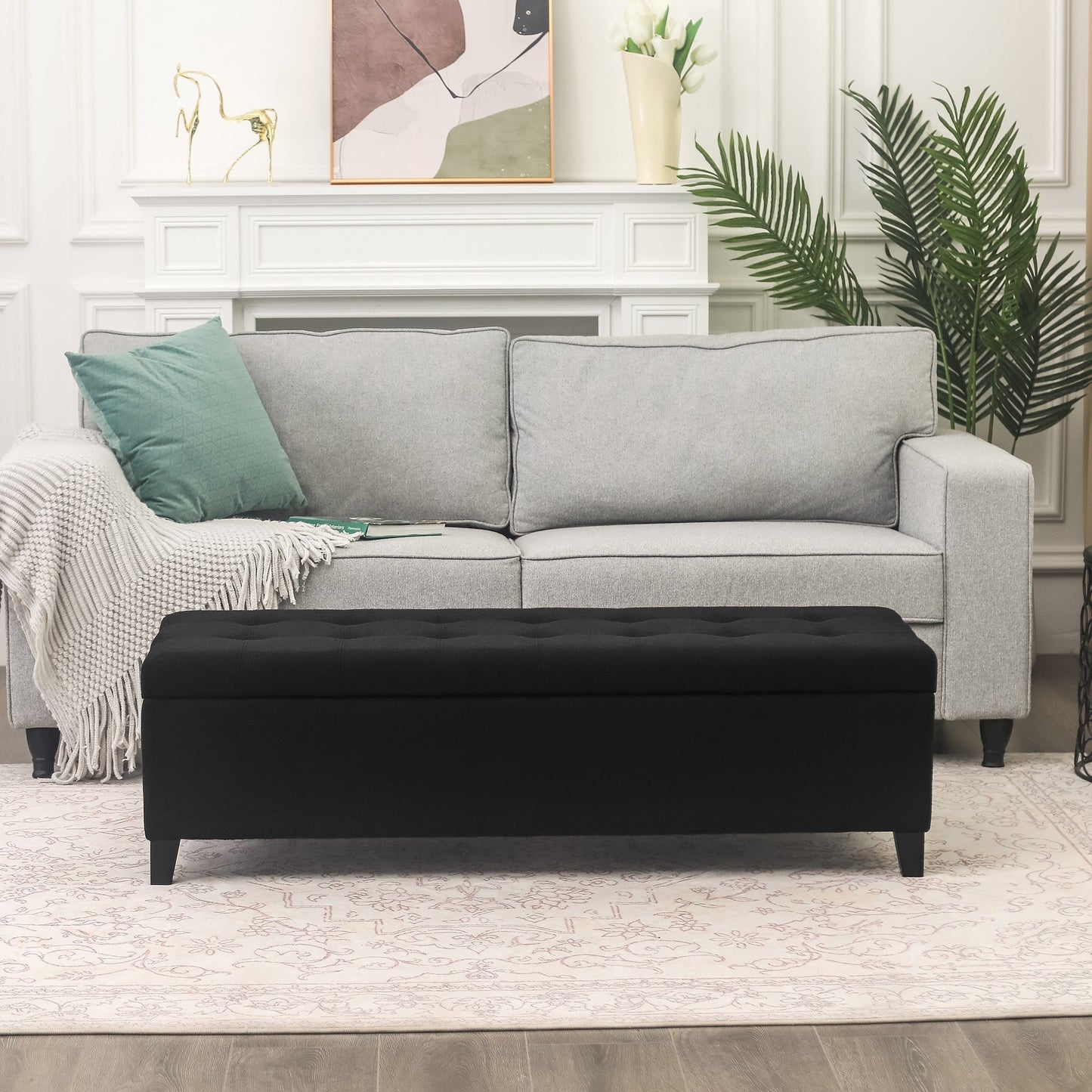 Tabouret coffre à rangement Adeco 50 en simili cuir