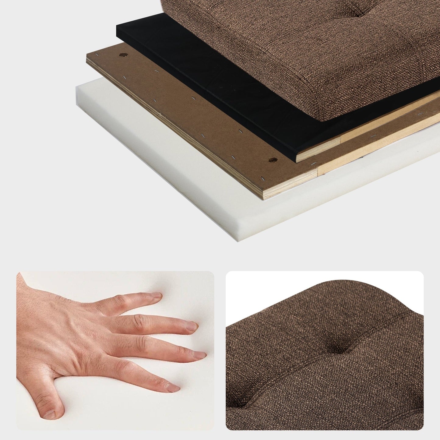 Tabouret coffre à rangement Adeco 50 en simili cuir