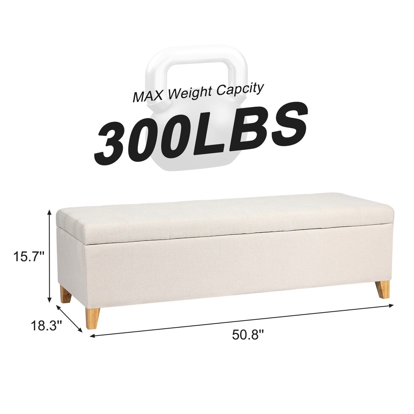 Tabouret coffre à rangement Adeco 50 en simili cuir