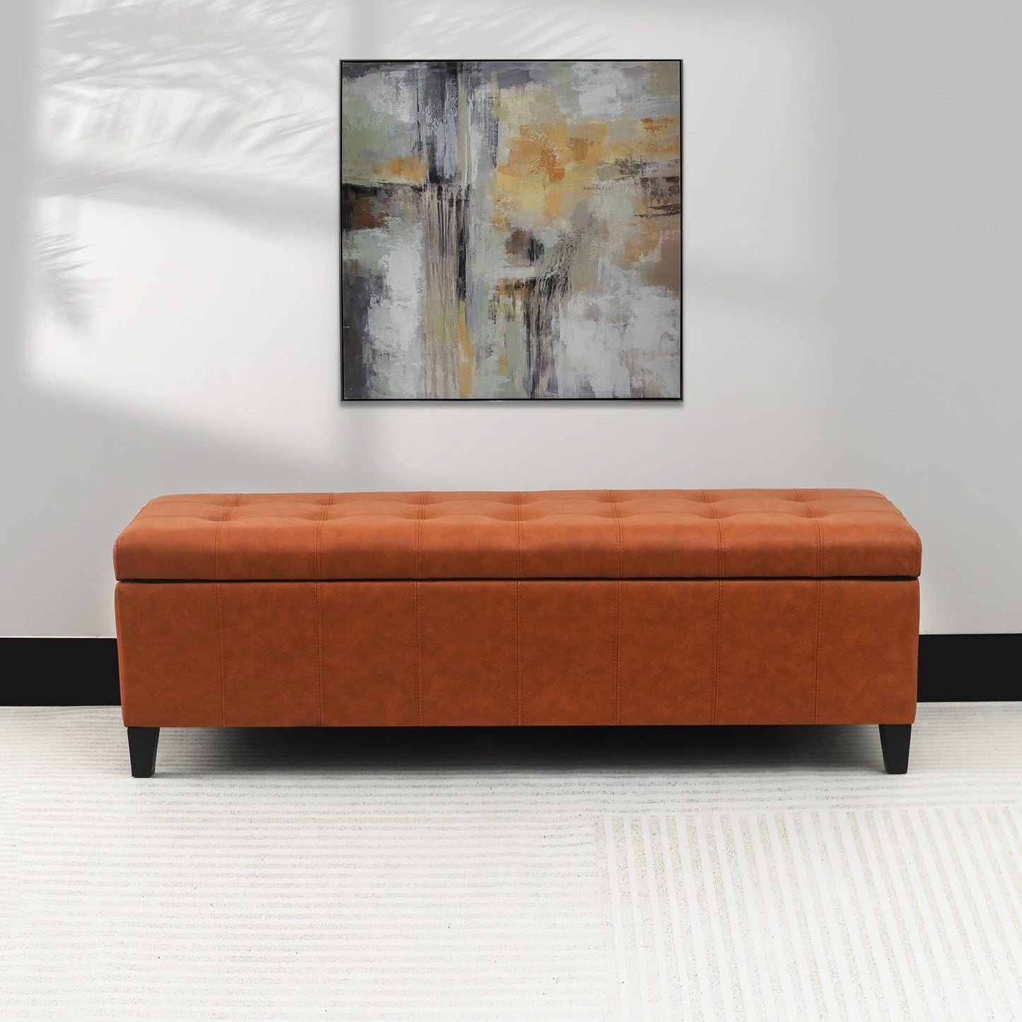 Tabouret coffre à rangement Adeco 50 en simili cuir