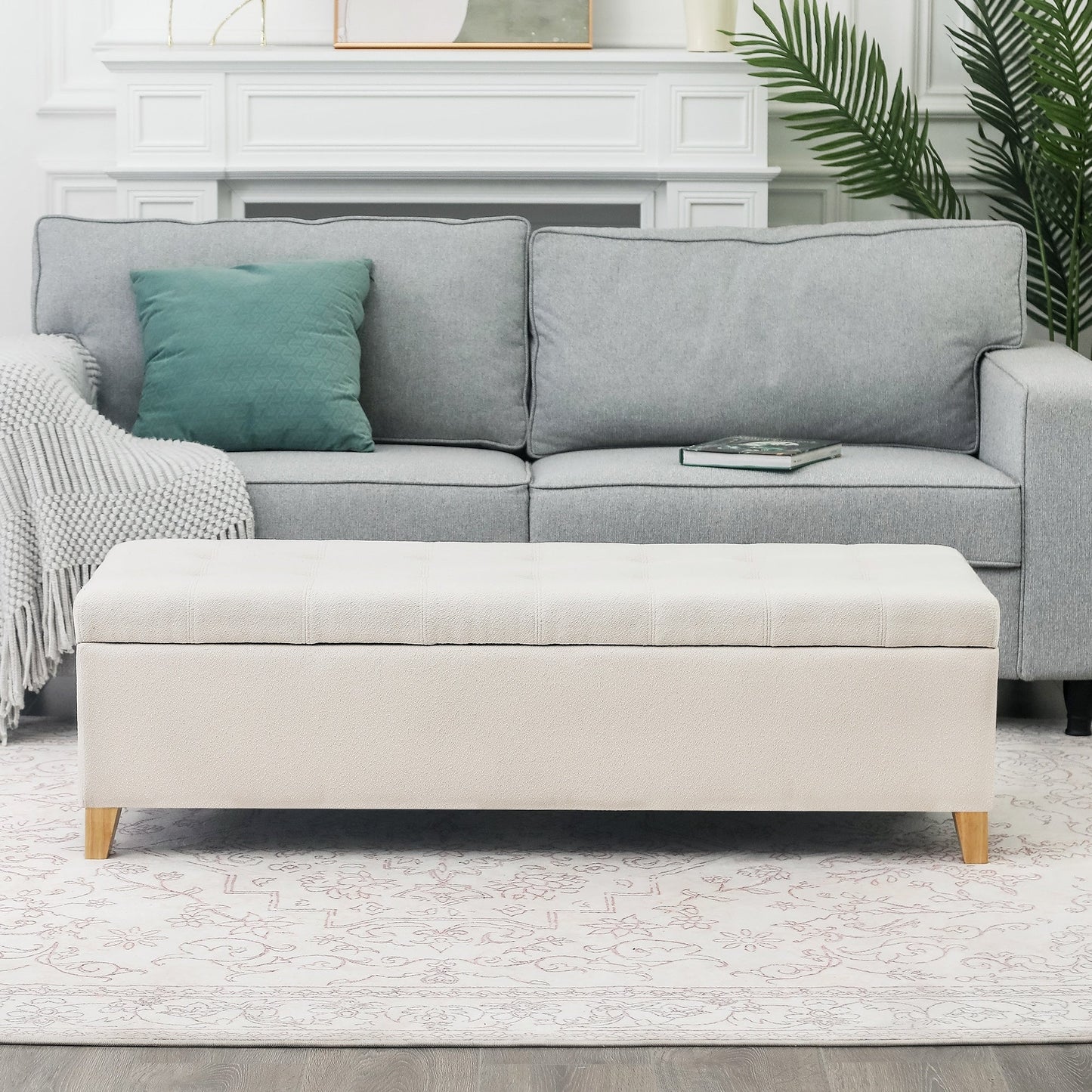 Tabouret coffre à rangement Adeco 50 en simili cuir