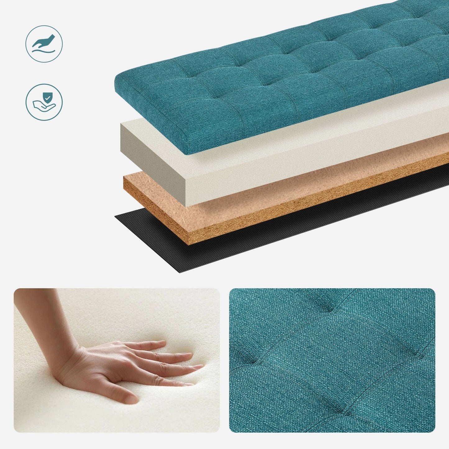 Tabouret coffre à rangement Adeco 50 en simili cuir