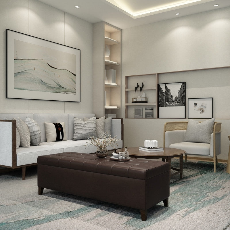 Tabouret coffre à rangement Adeco 50 en simili cuir