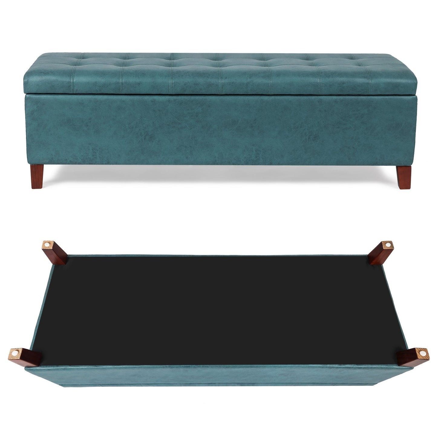 Tabouret coffre à rangement Adeco 50 en simili cuir