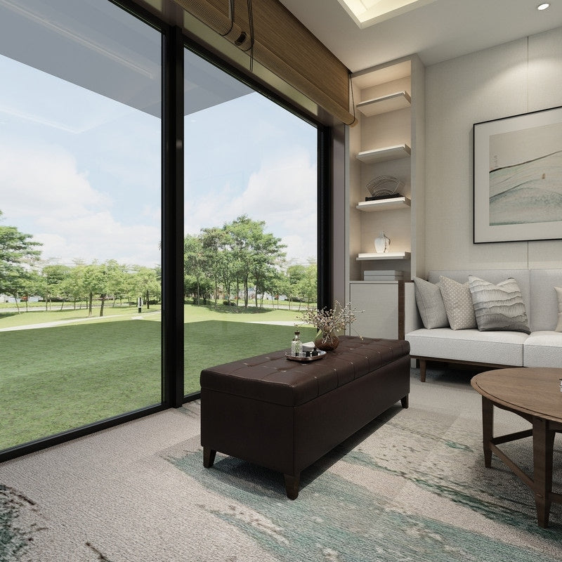 Tabouret coffre à rangement Adeco 50 en simili cuir