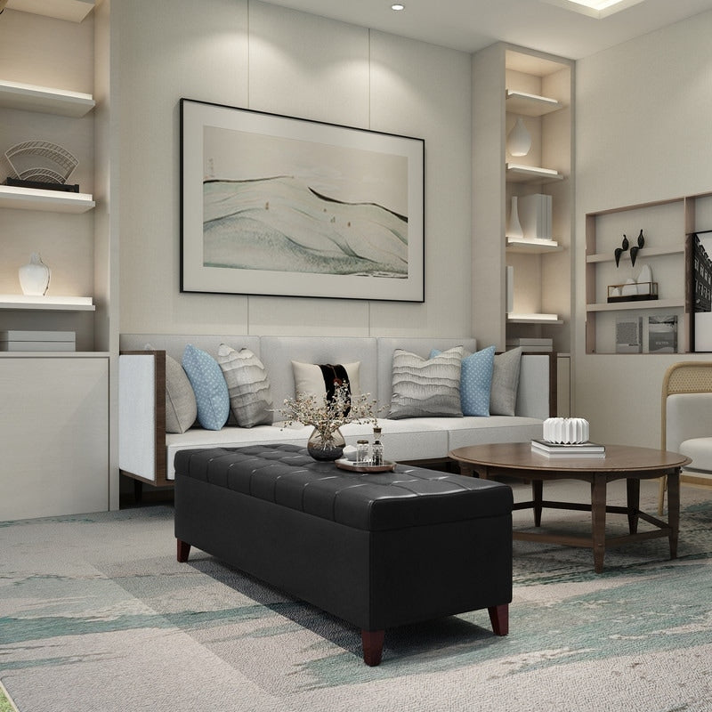 Tabouret coffre à rangement Adeco 50 en simili cuir