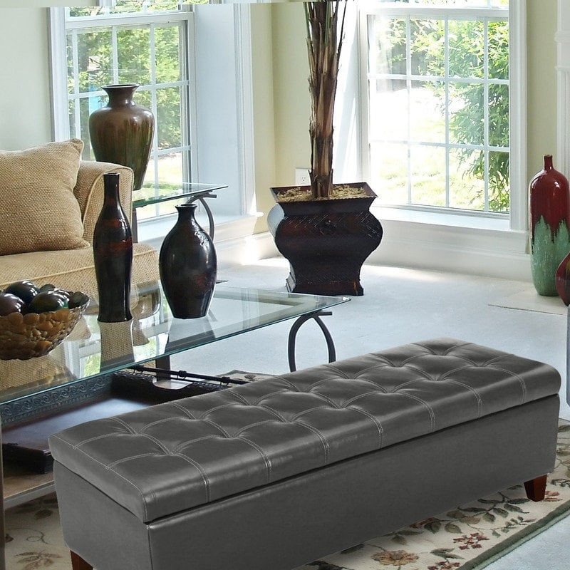 Tabouret coffre à rangement Adeco 50 en simili cuir