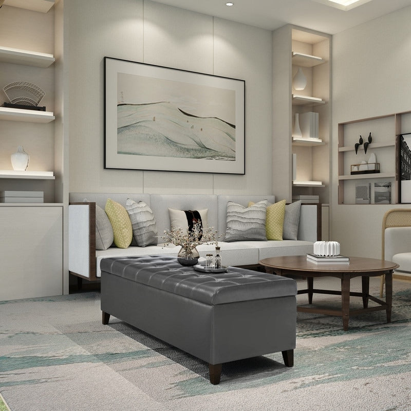 Tabouret coffre à rangement Adeco 50 en simili cuir