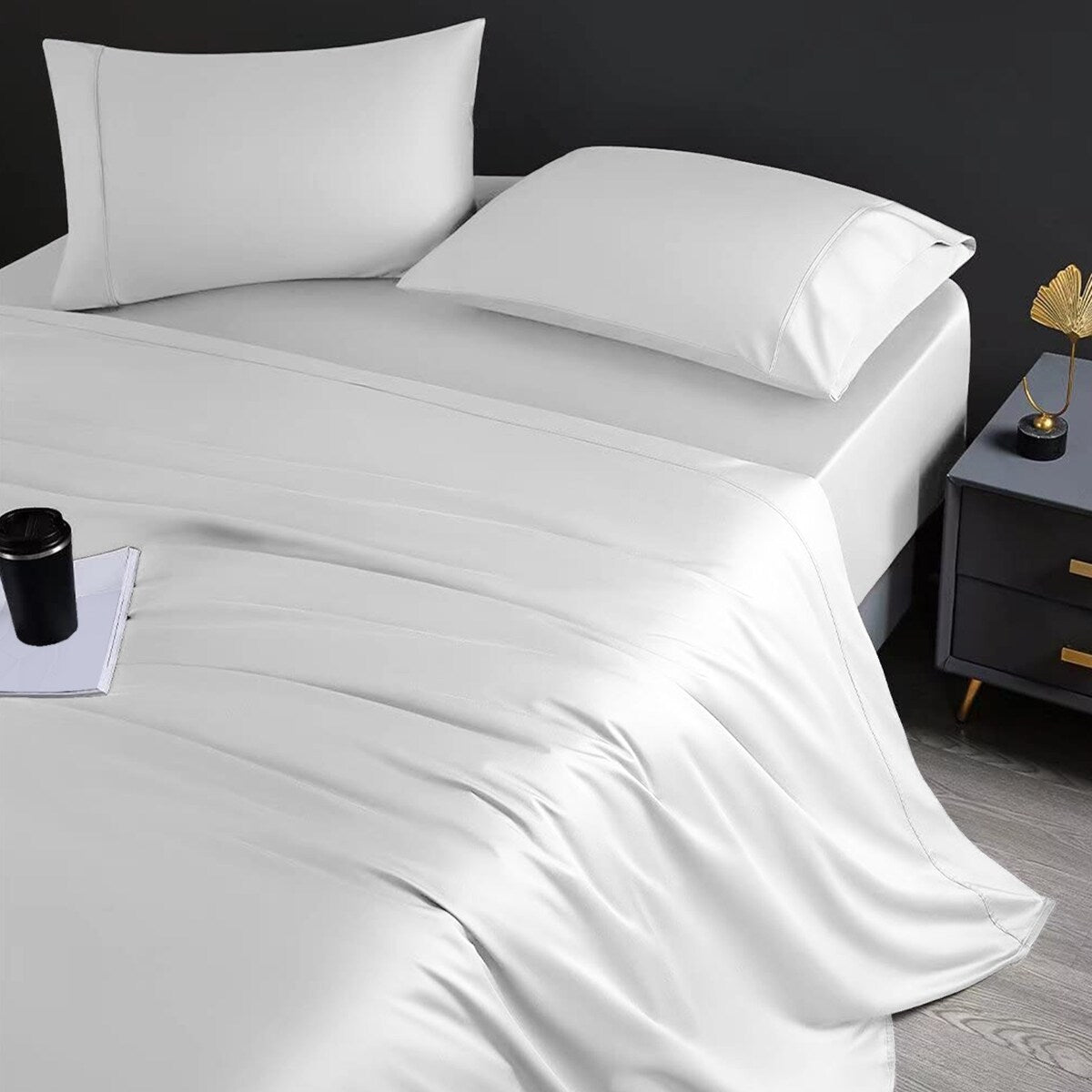 Jeu de draps en coton égyptien ultra-doux et soyeux Aireolux, 1000 fils au pouce carré