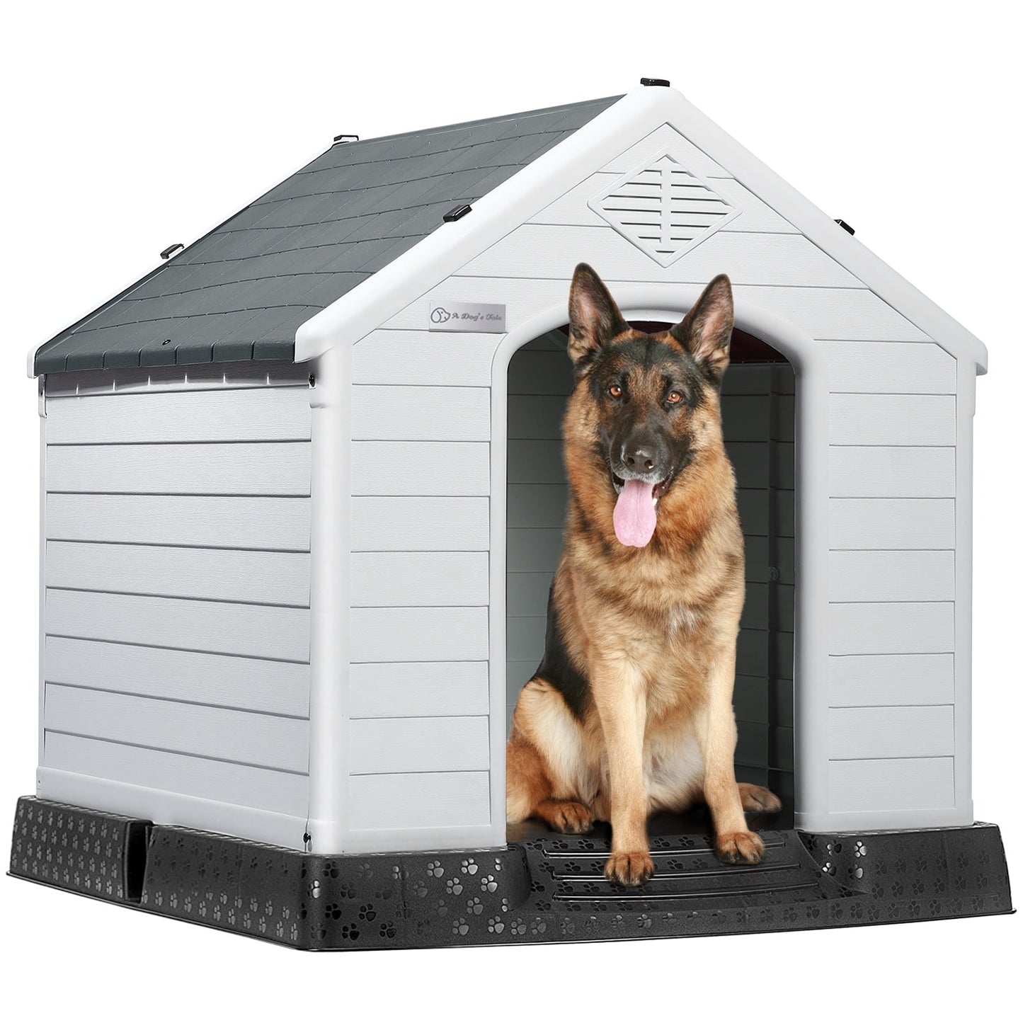 BOSSIN Cabane pour chien en plastique pour chiens de petite à grande taille, abri pour chiot isolé pour intérieur et extérieur avec sol surélevé