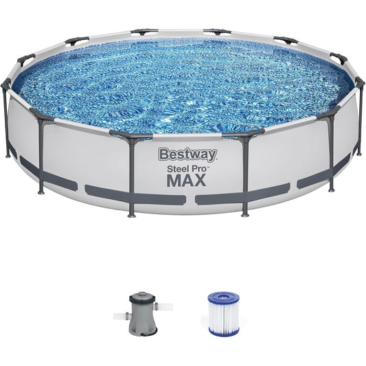 Bestway Steel Pro MAX Piscine hors sol ronde de 3 m de diamètre (10 pieds) et 76 cm de hauteur (30 pouces) avec pompe - 3 m x 76 cm.