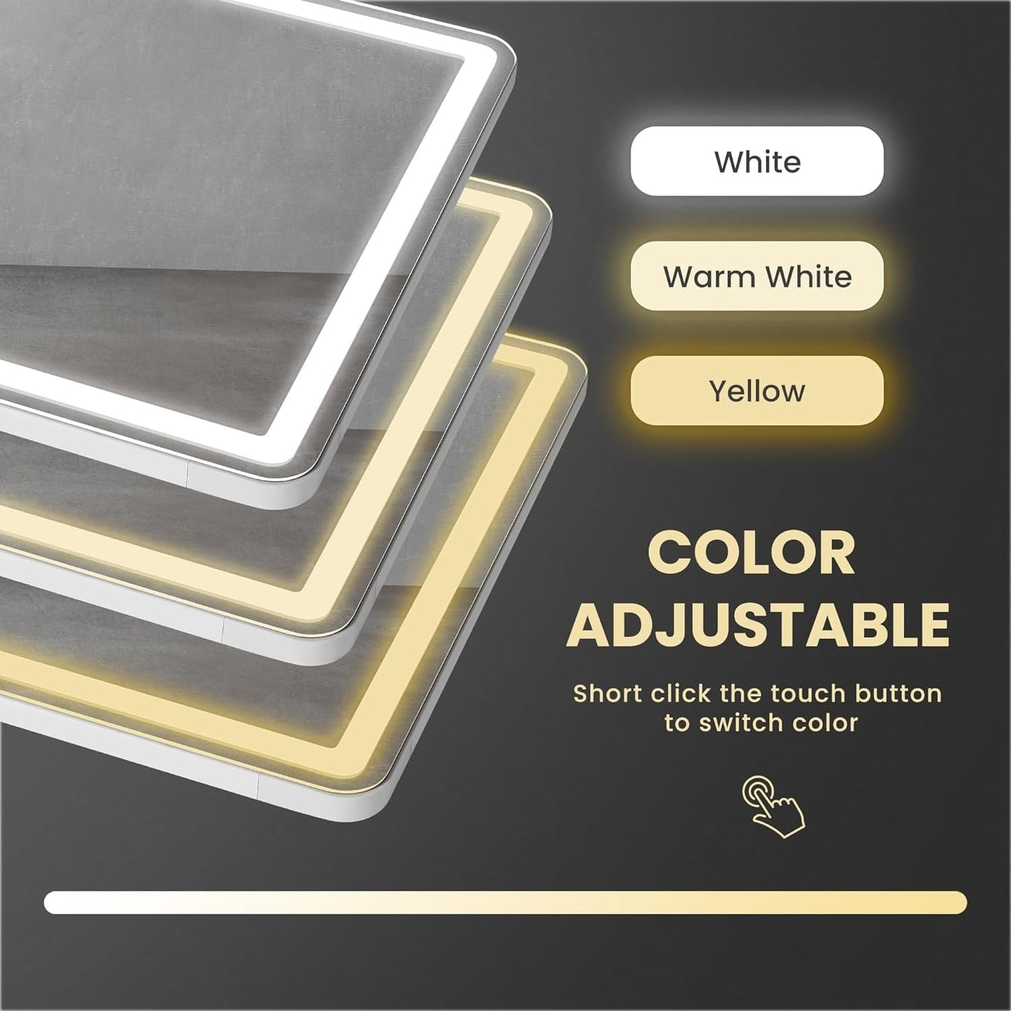 Grand miroir de sol avec éclairage LED, miroir pleine longueur 64 x 21 pouces avec support, miroir mural suspendu, miroir corporel entier.