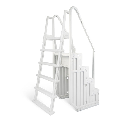 Escalier de piscine Blue Wave Easy Step avec échelle extérieure pour piscines hors sol - 82,5 cm L x 142,2 cm P x 205,7 cm H