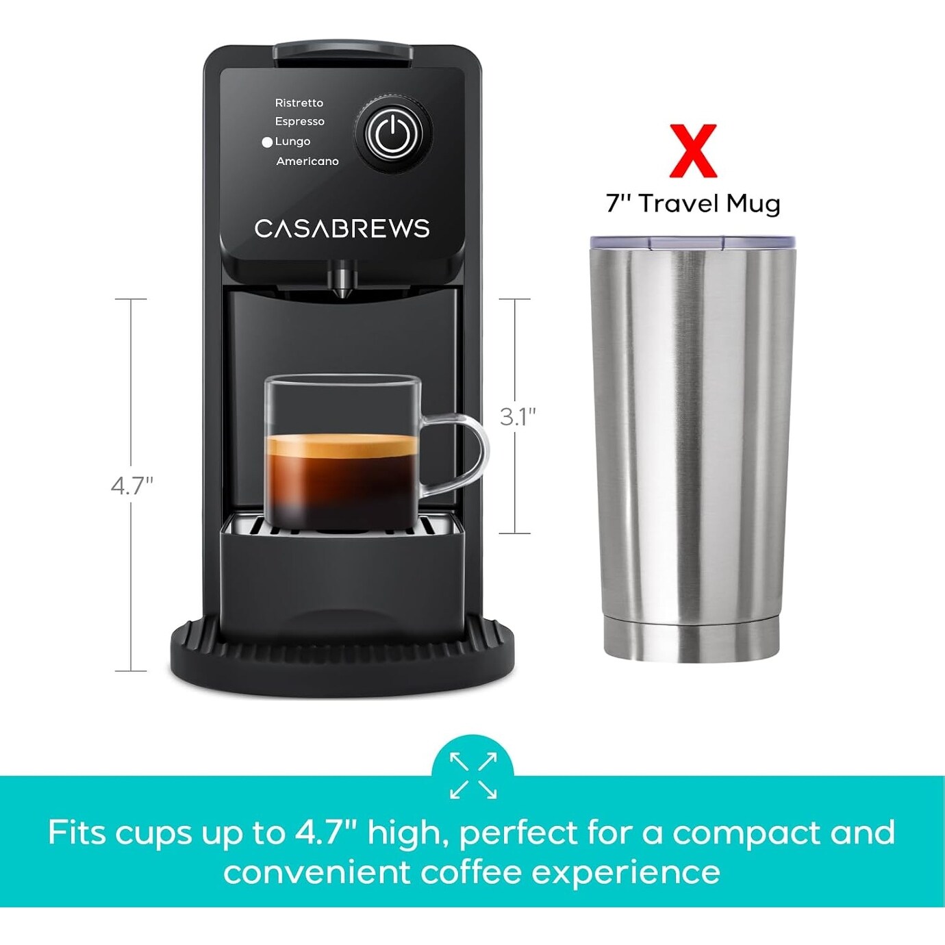 Machine à expresso CASABREWS CM7036E 20 Bar pour capsules Nespresso Original