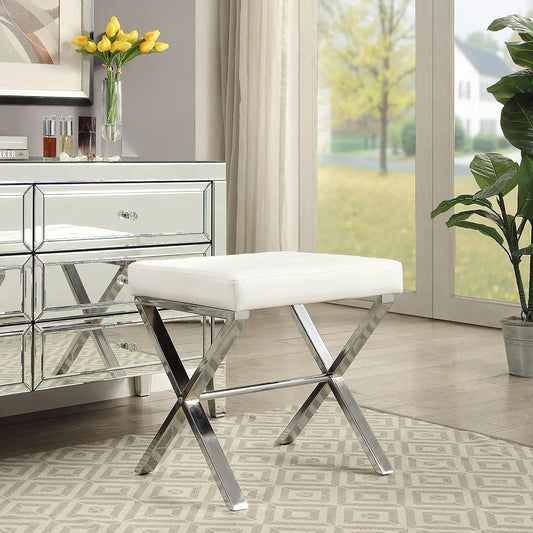 Tabouret de coiffeuse Elisabetta de Carolina Living - Blanc/Chrome