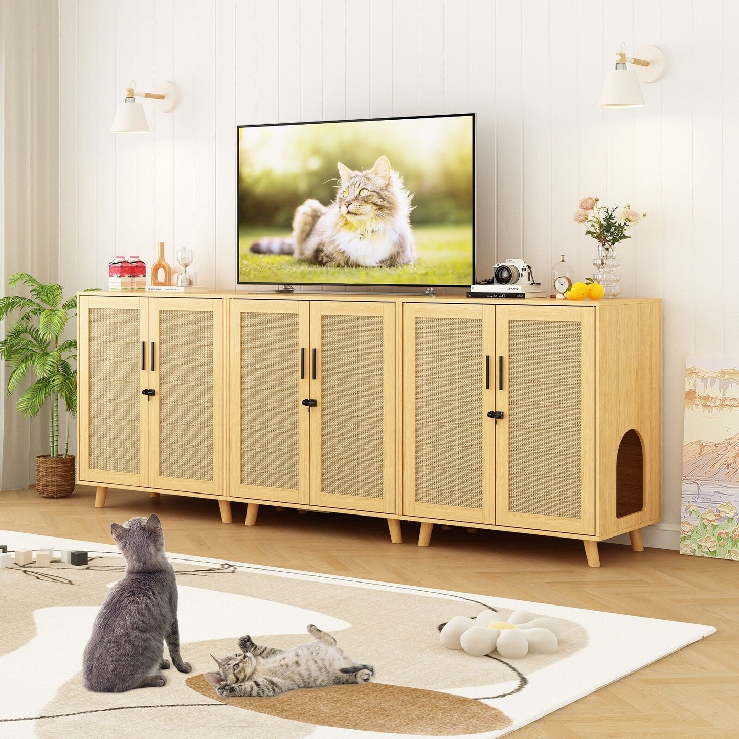 Abri pour litière de chat, maison pour chat, table d'appoint, armoire, bibliothèque