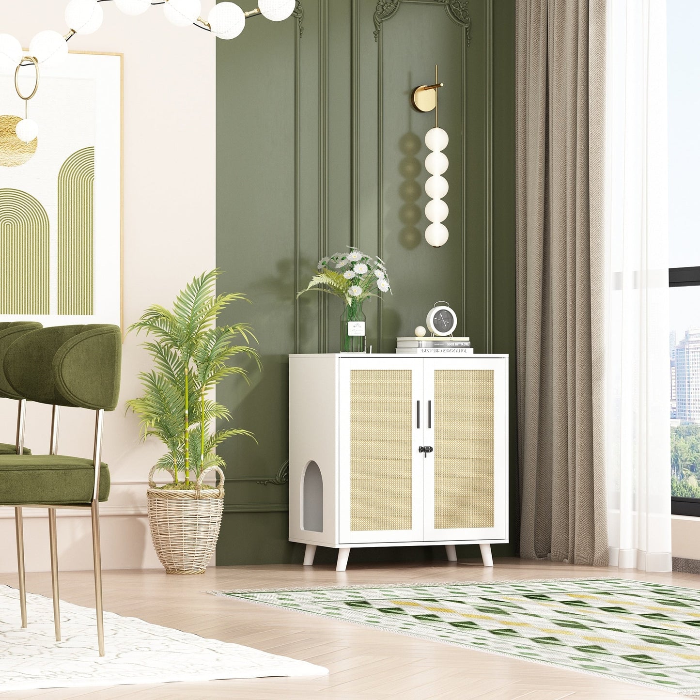 Abri pour litière de chat, maison pour chat, table d'appoint, armoire, bibliothèque