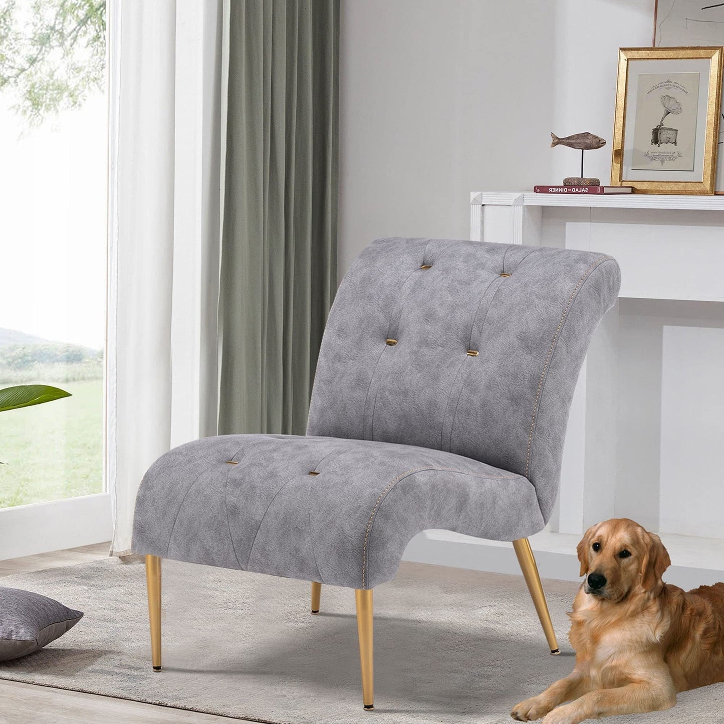 Chaise longue, canapé, fauteuil d'appoint recouvert de tissu pour chambre à coucher et salon.