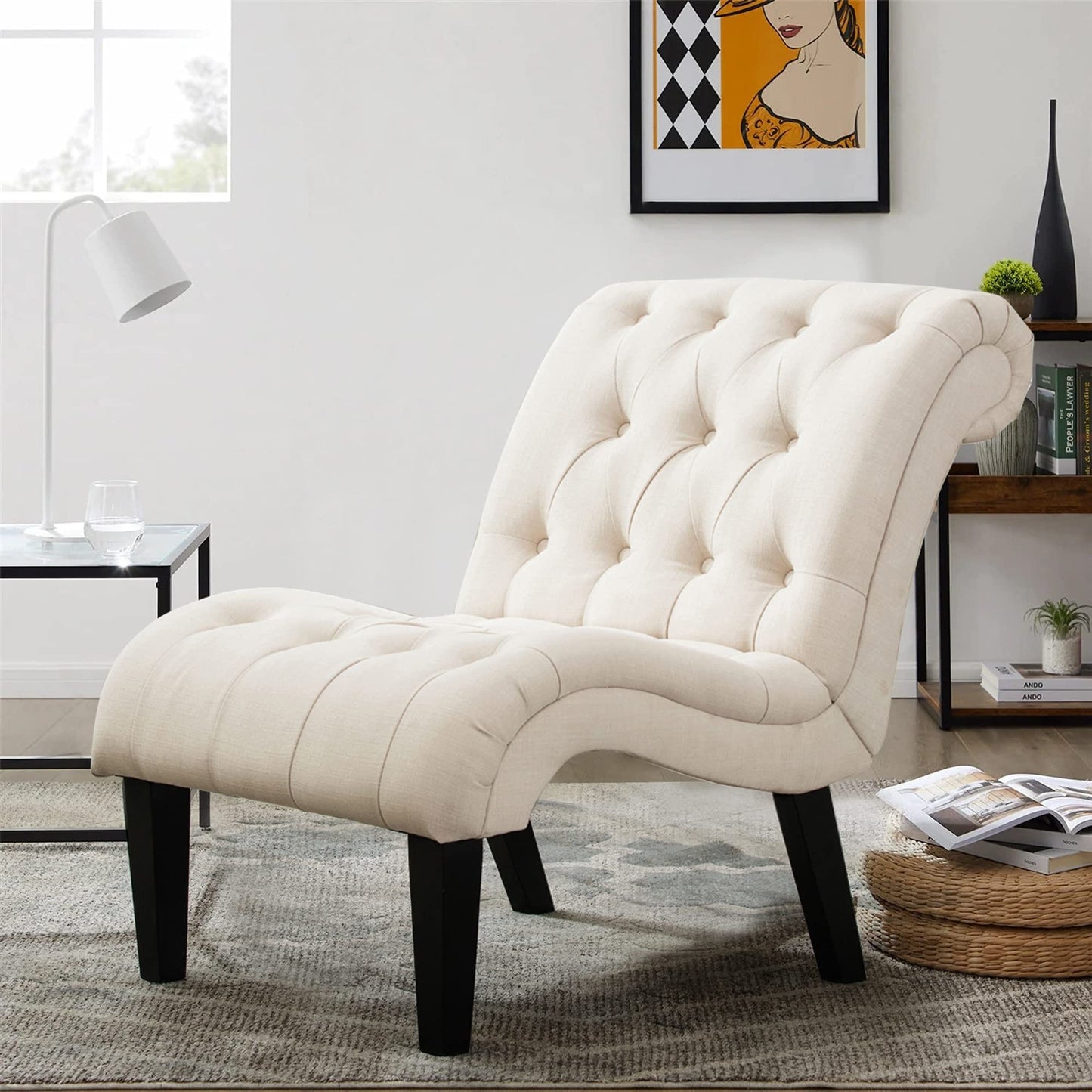 Chaise longue, canapé, fauteuil d'appoint recouvert de tissu pour chambre à coucher et salon.