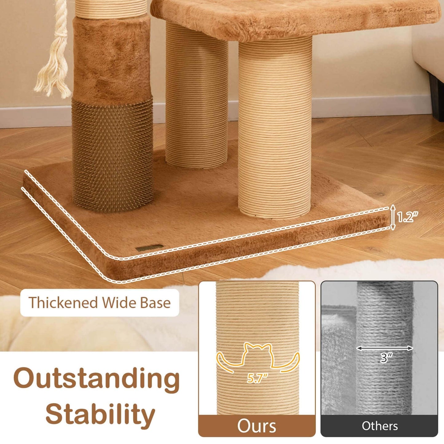 Arbre à chat Costway 65 pouces pour intérieur avec perchoir rembourré et brosse de toilettage - Voir les détails