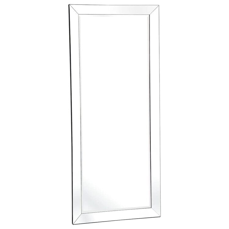 Grand miroir à cadre en imitation bois pour un reflet clair et intégral, et une ambiance de pièce améliorée - Argent - Grand format