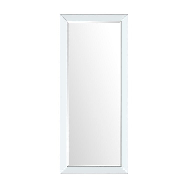 Grand miroir à cadre en imitation bois pour un reflet clair et intégral, et une ambiance de pièce améliorée - Argent - Grand format