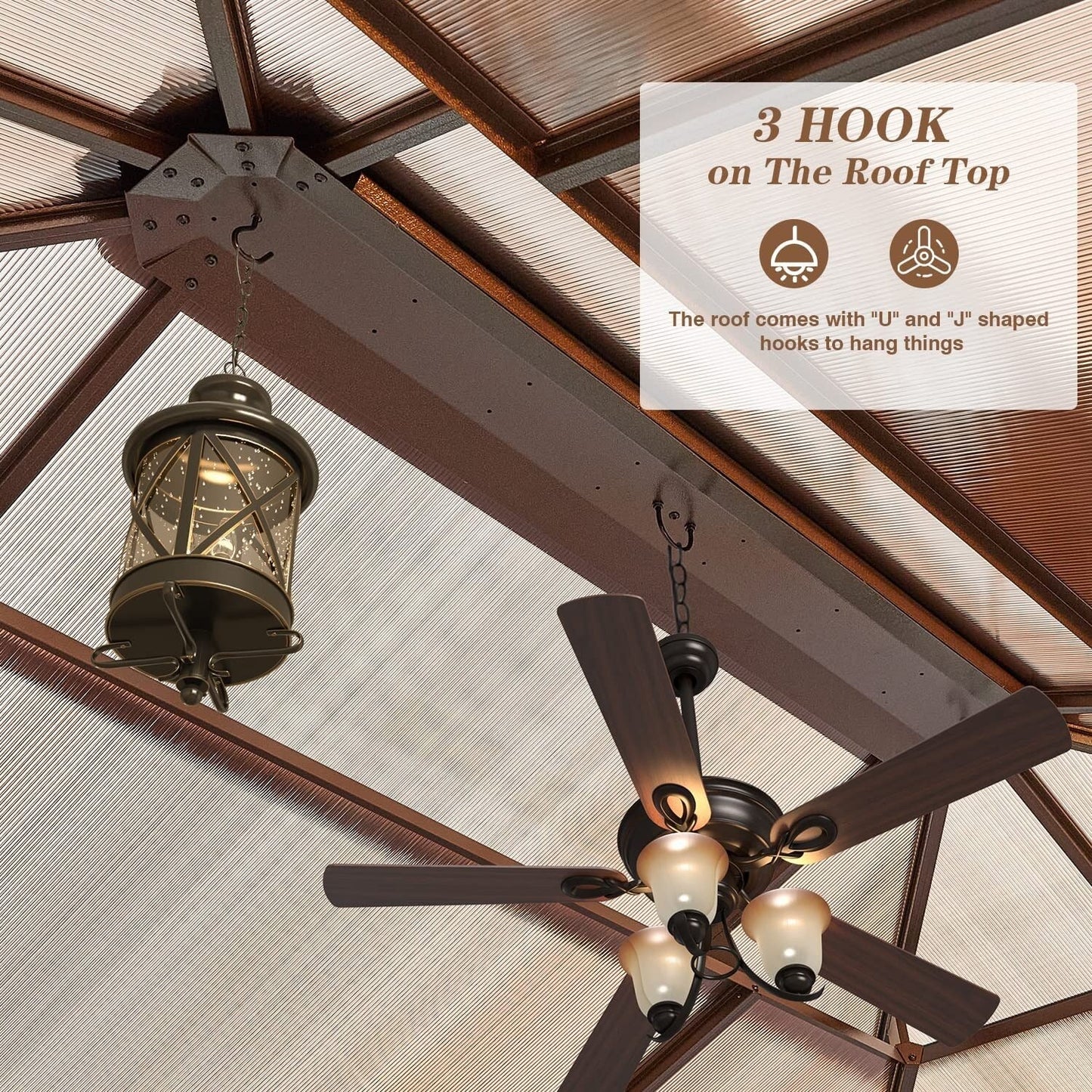 EROMMY Gazebo à toit rigide, Pergola d'extérieur avec double toit, moustiquaire et rideaux, auvent robuste pour patio, jardin, fête à la piscine