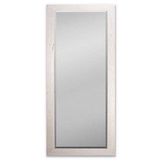 Grand miroir en bois de récupération - Blanc vieilli - 62X27