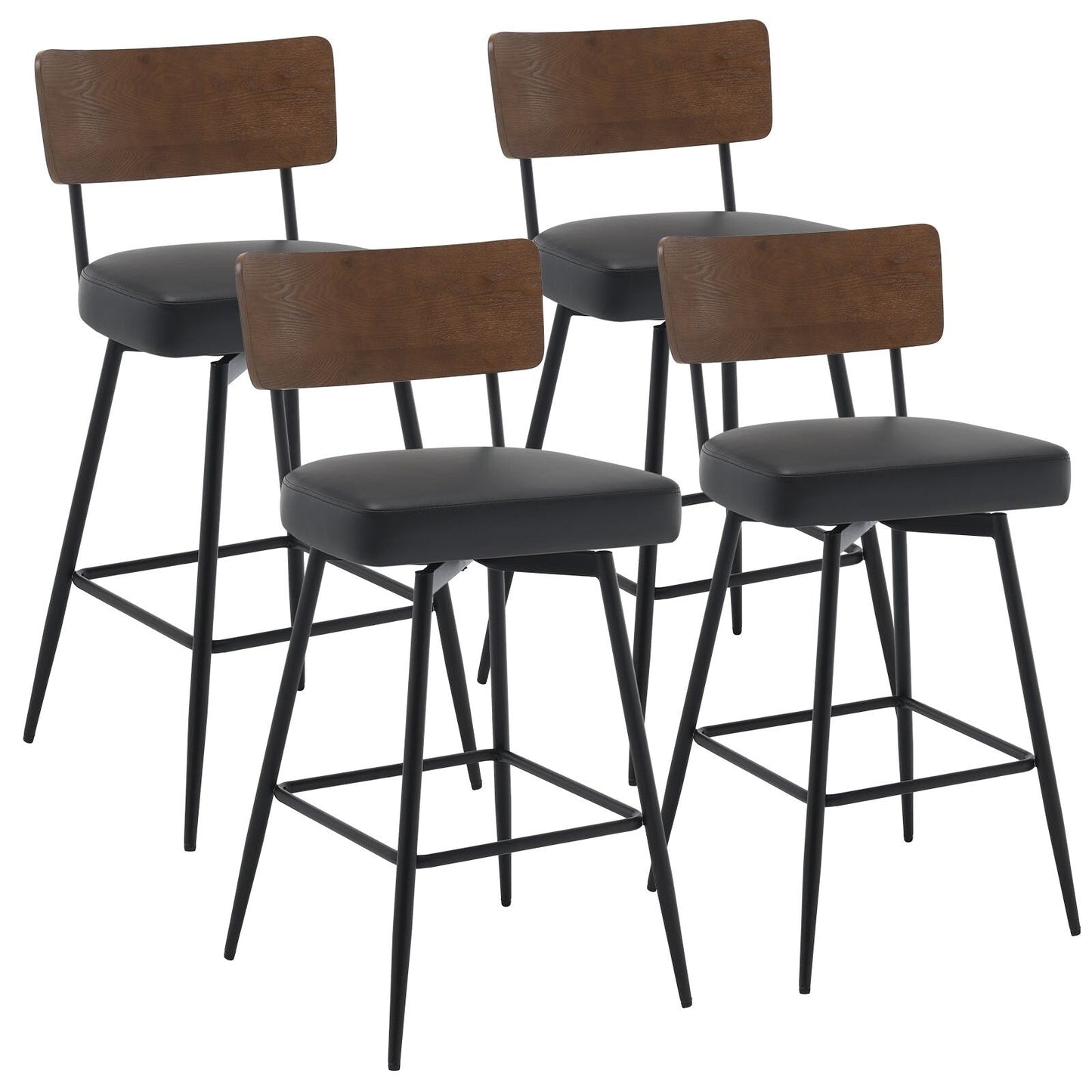 Tabourets de bar/compteur pivotants à revêtement en simili cuir - Lot de 2/3/4