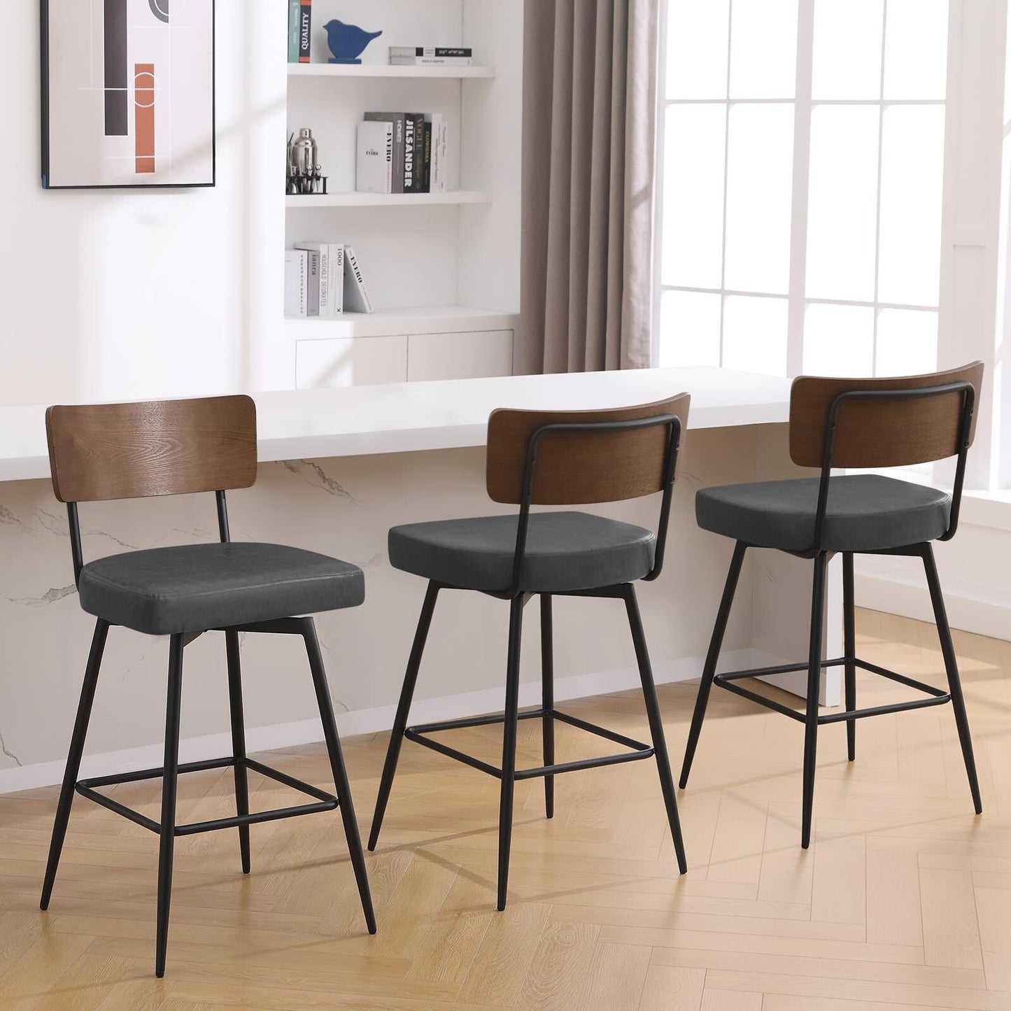 Tabourets de bar/compteur pivotants à revêtement en simili cuir - Lot de 2/3/4