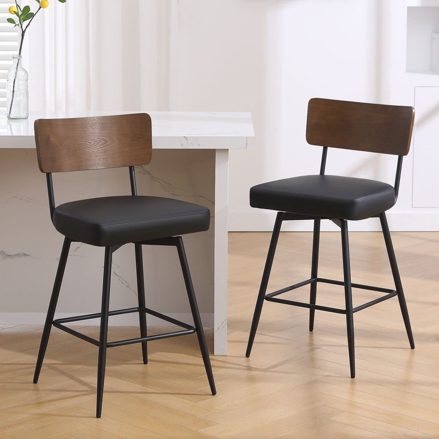 Tabourets de bar/compteur pivotants à revêtement en simili cuir - Lot de 2/3/4