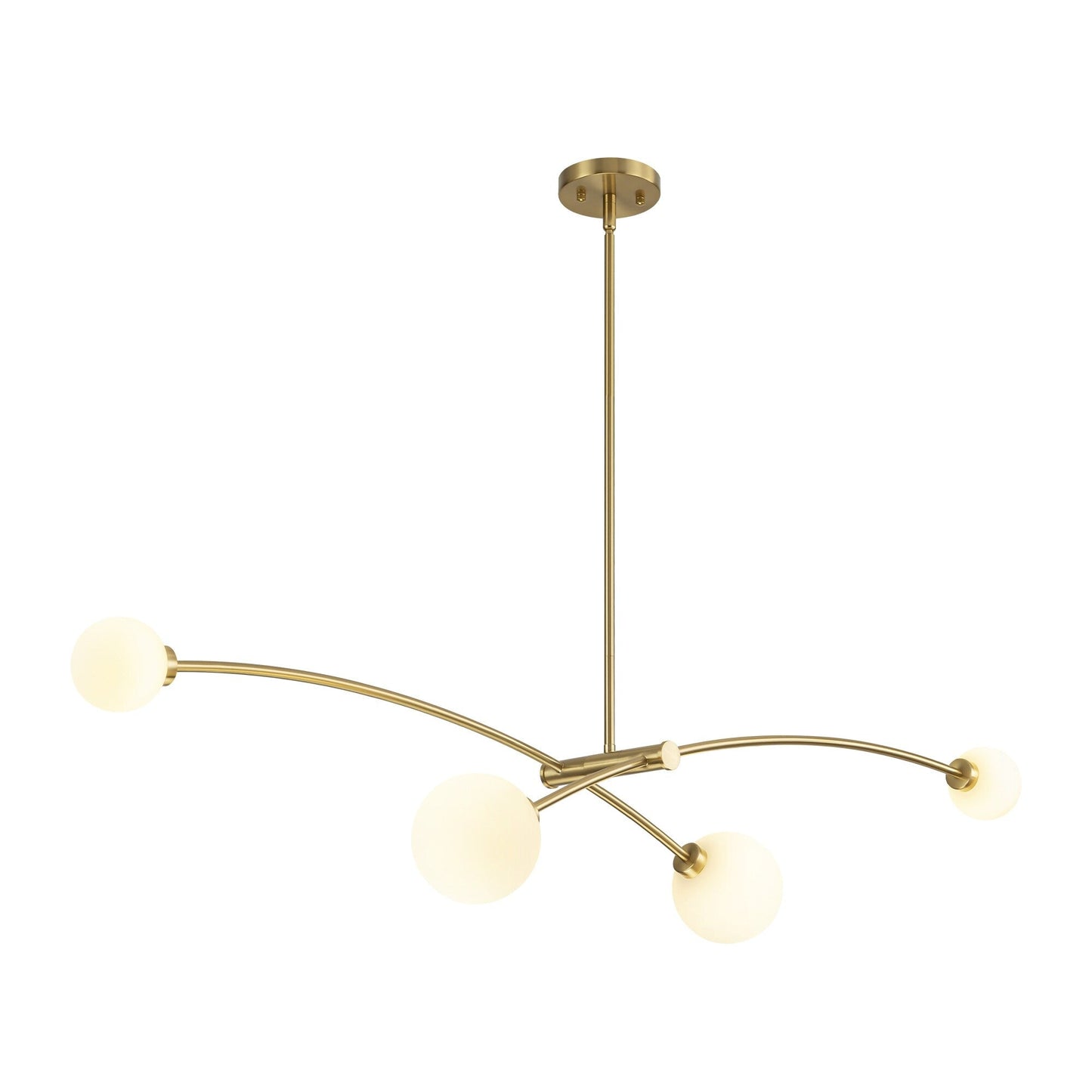 Suspension moderne linéaire à 4 lumières, style Sputnik, couleur or, pour îlot de cuisine/salle à manger - 130,5 cm L x 28 cm P x 15 cm H