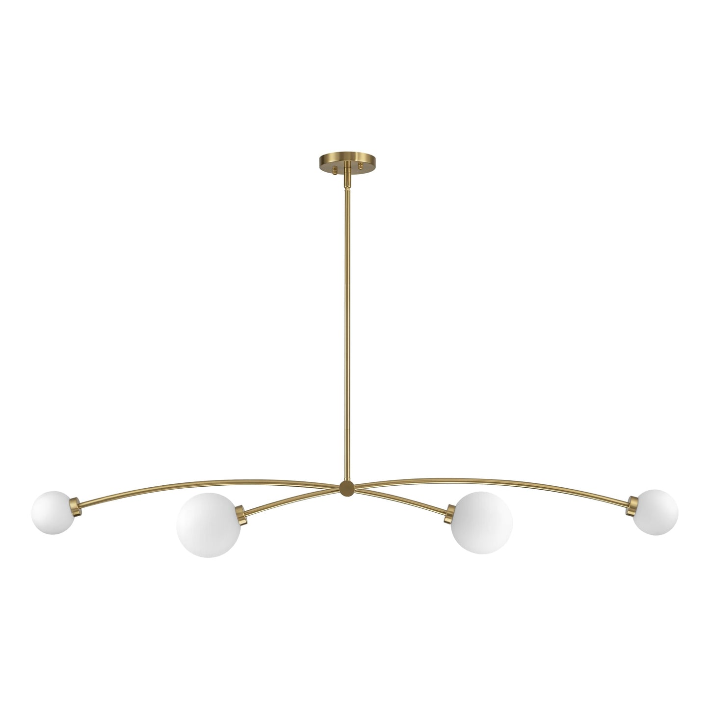Suspension moderne linéaire à 4 lumières, style Sputnik, couleur or, pour îlot de cuisine/salle à manger - 130,5 cm L x 28 cm P x 15 cm H