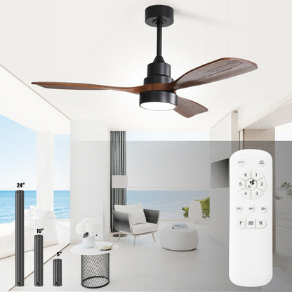 Ventilateur de plafond à LED intégré de 48 et 52 pouces avec éclairage et télécommande, moteur à courant continu réversible.