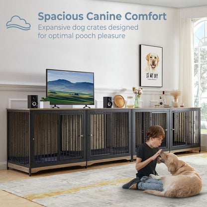 70.86'' Meuble-TV pour chien, grand modèle, avec coussin et deux compartiments (sans coussin)