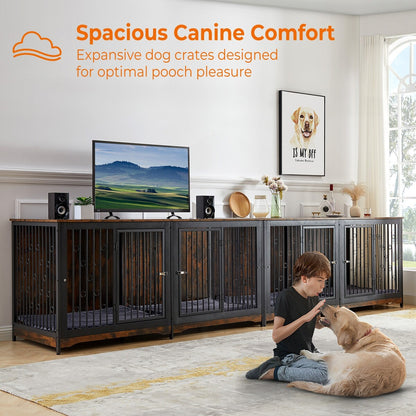 70.86'' Meuble-TV pour chien, grand modèle, avec coussin et deux compartiments (sans coussin)