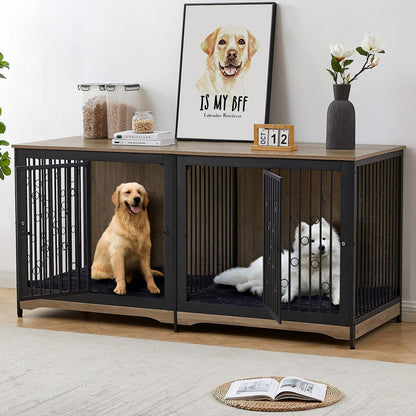 70.86'' Meuble-TV pour chien, grand modèle, avec coussin et deux compartiments (sans coussin)