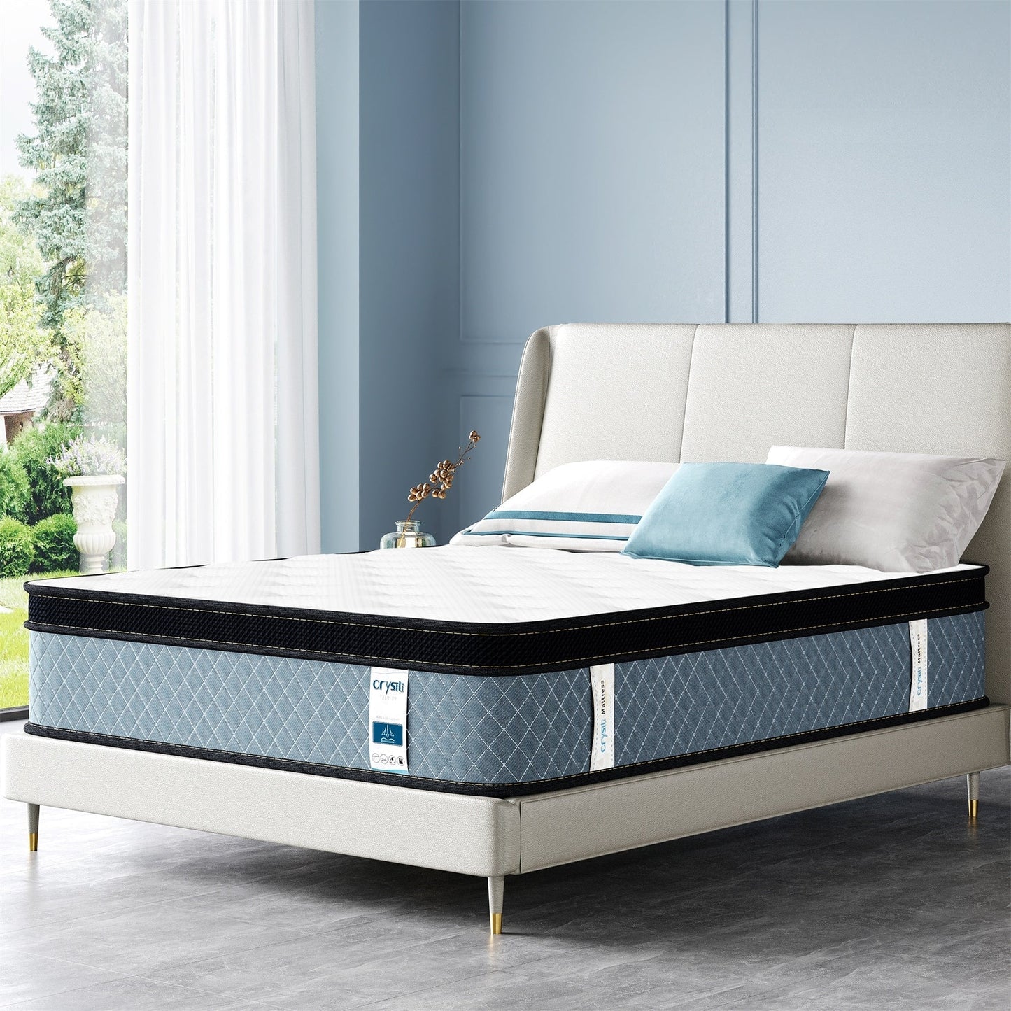 Matelas hybride en mousse à mémoire de forme à refroidissement rapide, densité moyenne, livré dans une boîte (8 pouces)