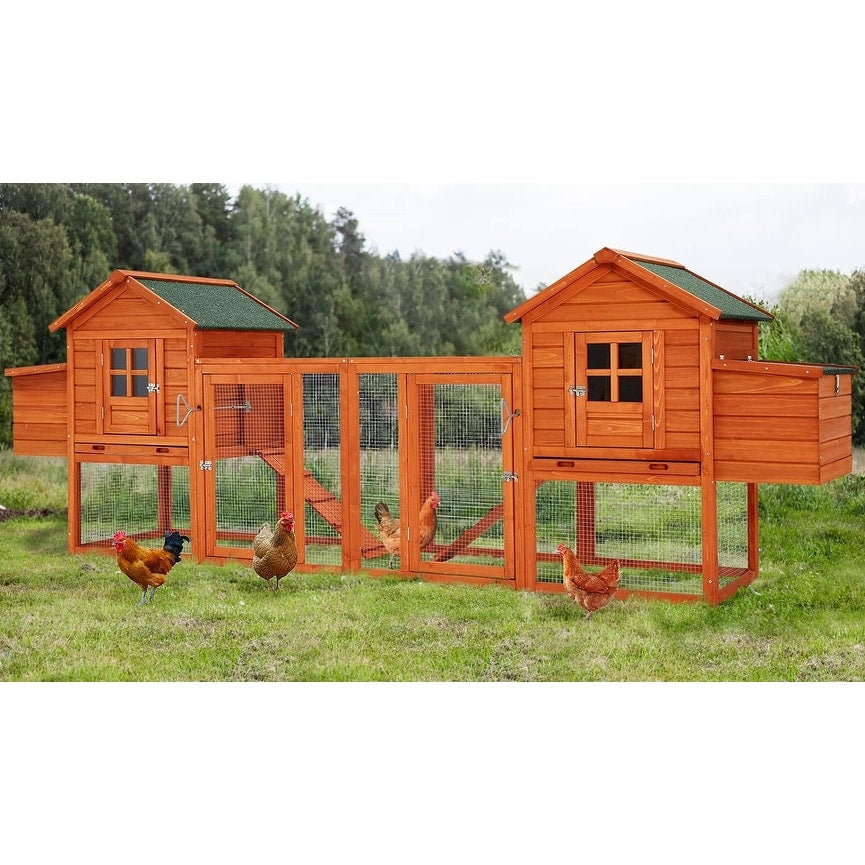 Grand poulailler AECOJOY de 144 pouces avec enclos, en bois, pour volailles.