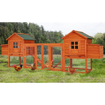 Grand poulailler AECOJOY de 144 pouces avec enclos, en bois, pour volailles.