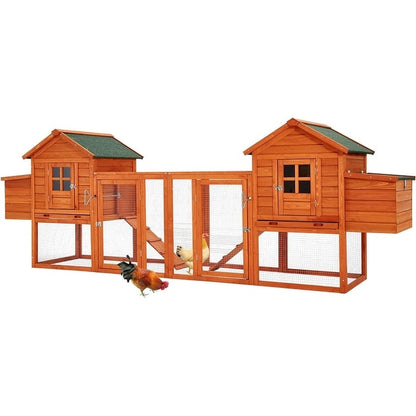Grand poulailler AECOJOY de 144 pouces avec enclos, en bois, pour volailles.